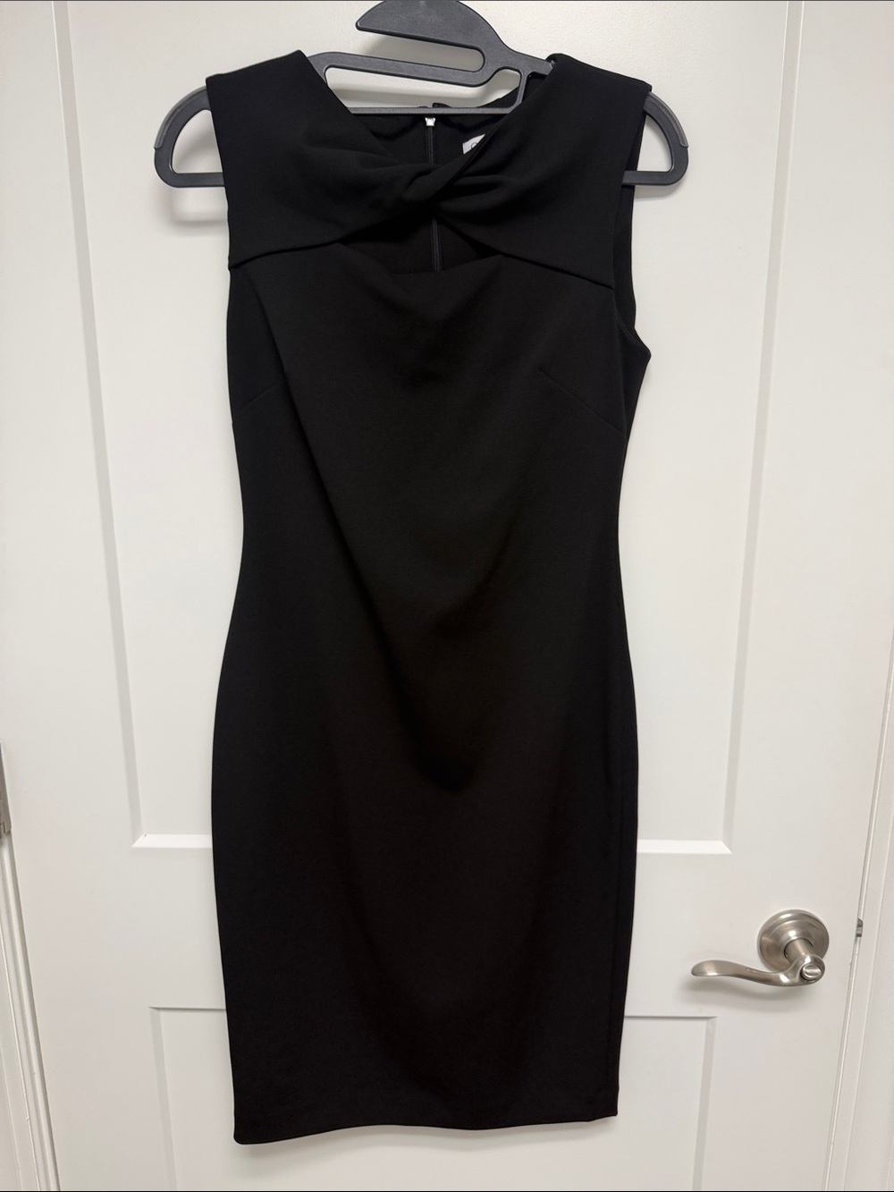 Calvin Klein Black Twisted Neck Midi Sheath Dress
